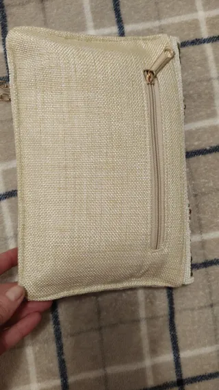 Bolso de fiesta original beige y dorado