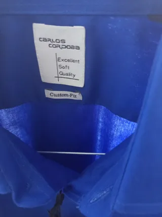 Camisa azul eléctrico manga larga hombre