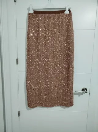 Falda Lentejuelas Doradas Talla Única