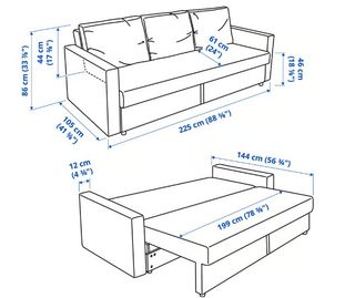 Sofá cama gris de tela