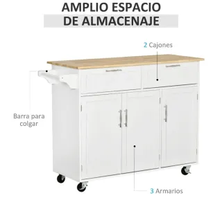 Mueble Carro Cocina Blanco Madera