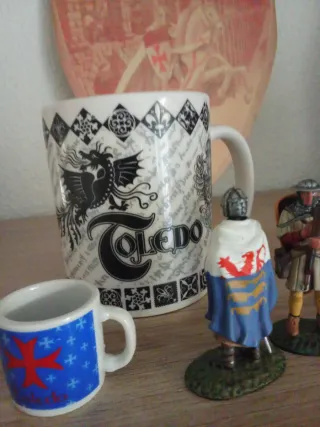Figuras Caballeros Medievales, imán, taza, escudo