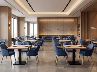 Sillas de comedor/restaurante azul y madera