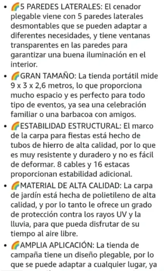 Carpa 9x3 impermeable con 5 paredes