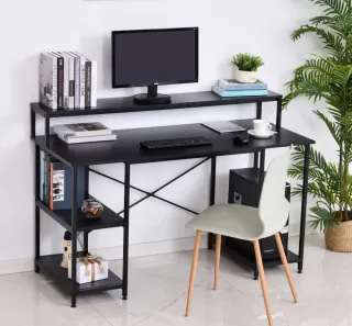 Escritorio oficina 3 estantes negro