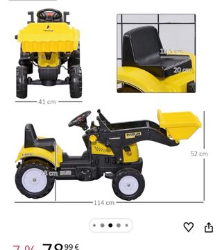 Tractor a Pedales HOMCOM Niños 3 Años