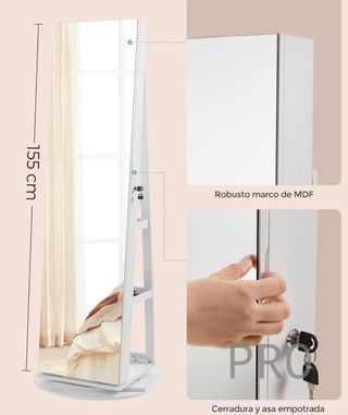 Espejo Joyero con 6 LEDs - SONGMICS