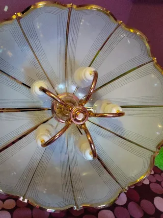 ESPECTACULAR  Lámpara colgante cristal y metal dor