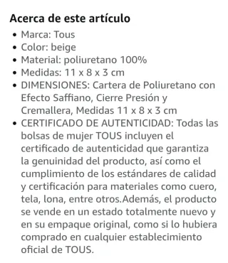 Cartera Tous Beige y Plateada Nueva