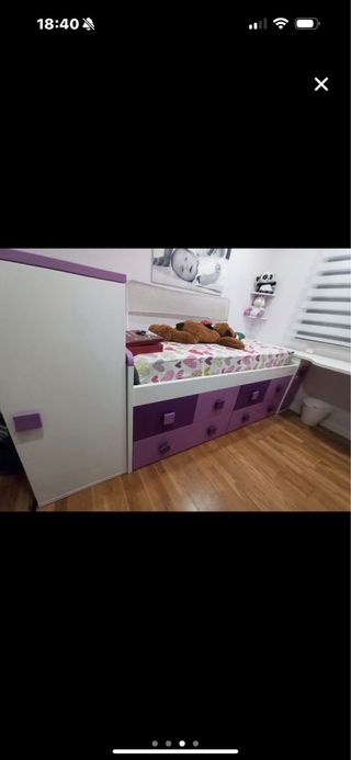 Juego habitación: armario, cama y zapatero