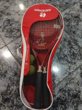 Set raquetas tenis y funda y 2 pelotas