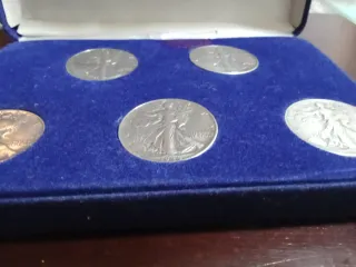 Colección 5  Monedas Plata Walking Liberty