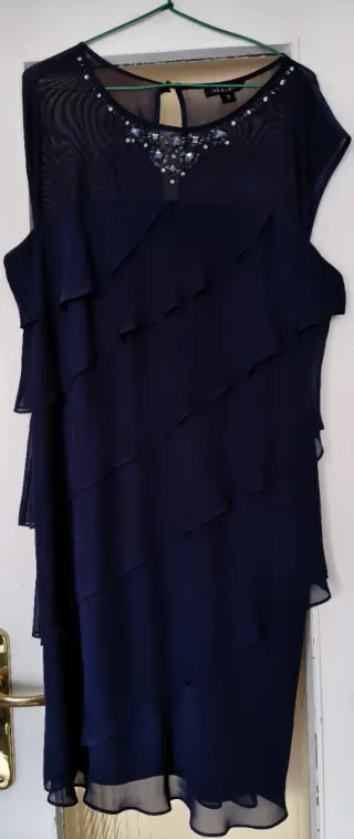 Vestido fiesta azul marino pedrería talla 48