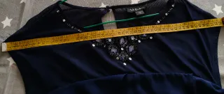 Vestido fiesta azul marino pedrería talla 48