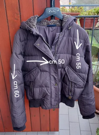 Giubbino in piuma donna marrone gessato