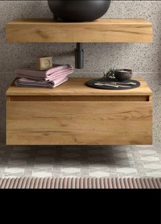 Mueble baño acabado Roble 100x46cm