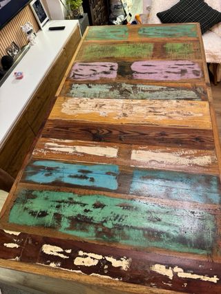 Mesa madera y hierro estilo industrial