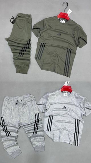 Conjunto Adidas Hombre Gris y Verde Militar