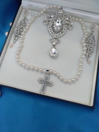 Aderezo Fallera Plata y Perlas