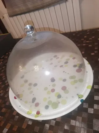 Porta torta ceramica con coperchio vetro