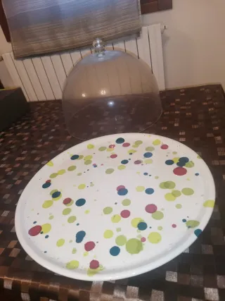 Porta torta ceramica con coperchio vetro