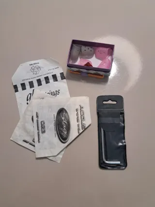 Guitarra acústica con soporte y fonda