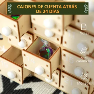 Calendario Adviento Madera Trineo Papá Noel