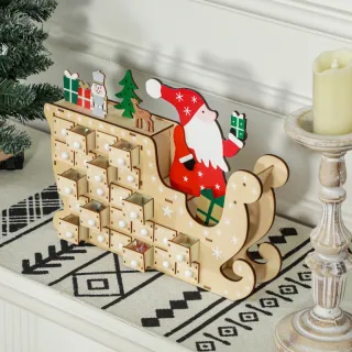 Calendario Adviento Madera Trineo Papá Noel