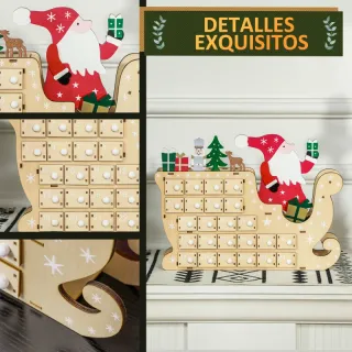 Calendario Adviento Madera Trineo Papá Noel