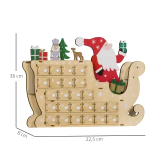 Calendario Adviento Madera Trineo Papá Noel