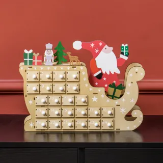 Calendario Adviento Madera Trineo Papá Noel