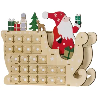 Calendario Adviento Madera Trineo Papá Noel