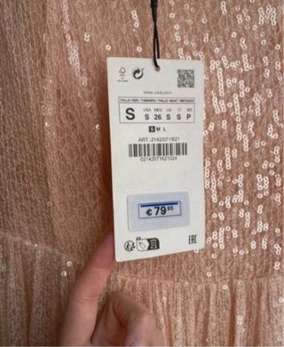 Vestido lentejuelas nude-rosa TallaS