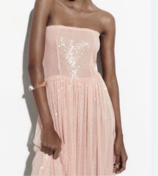 Vestido lentejuelas nude-rosa TallaS