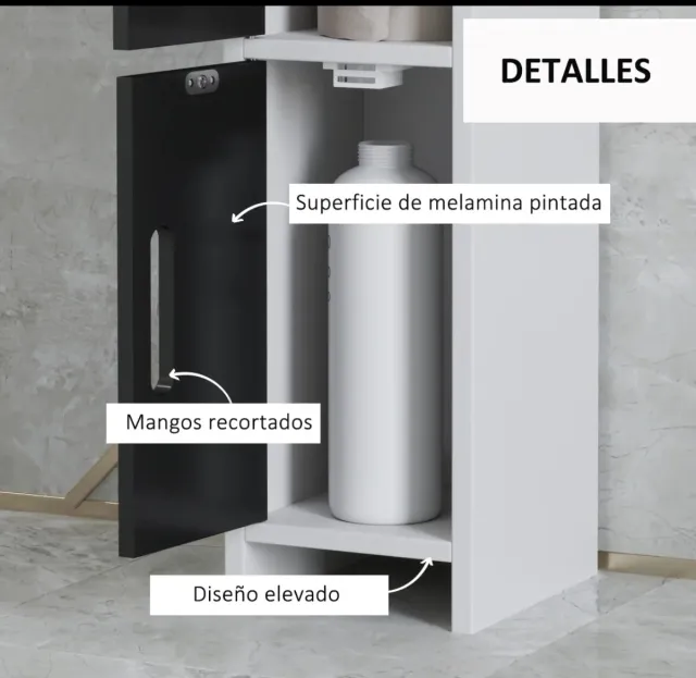 Columna baño puertas y estantes madera