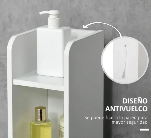 Columna baño puertas y estantes madera