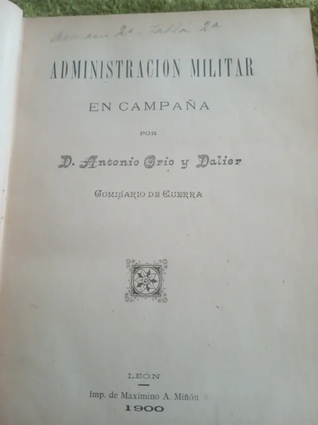 Libro Administración militar en campaña