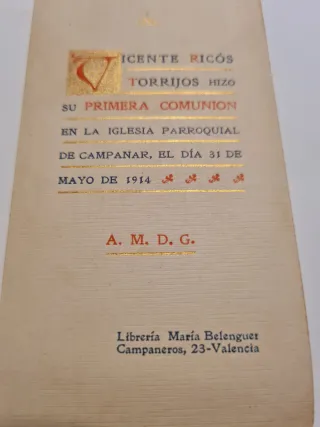 Estampa religiosa, año 1914