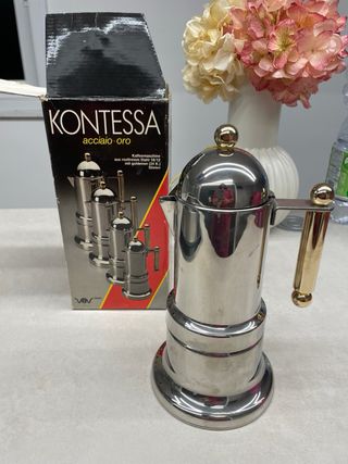 Moka Pot Kontessa Acciaio Inox Manico Oro
