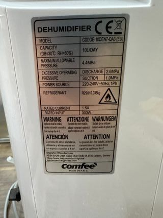 Deumidificatore COMFEE 10L per Umidità