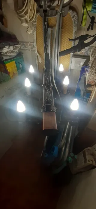 Lámpara francesa Hierro Forjado y Madera roble