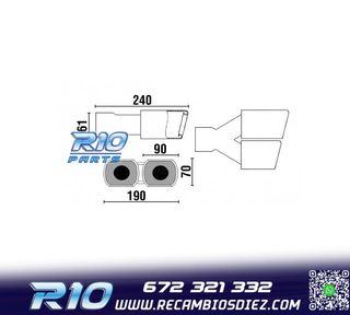 COLA ESCAPE DOBLE RECTANGULAR ACERO INOX