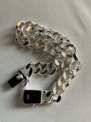 Bracciale Uomo Argento Maglia Largo 10 mm lungo 20