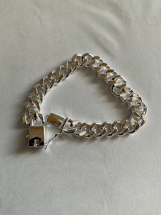 Bracciale Uomo Argento Maglia Largo 10 mm lungo 20