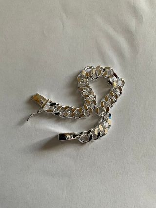 Bracciale Uomo Argento Maglia Largo 10 mm lungo 20