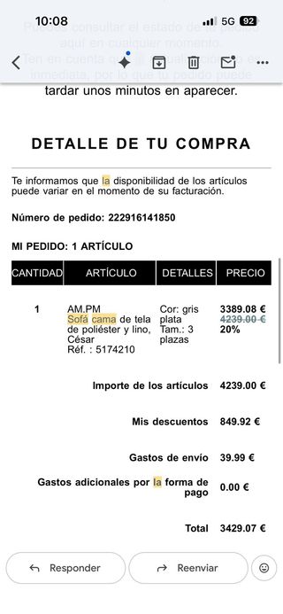 Sofá cama LUJO italiano de lino