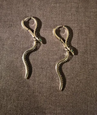 Pendientes serpiente plata y verde