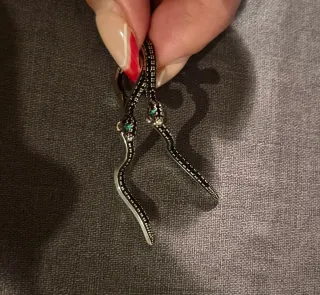 Pendientes serpiente plata y verde