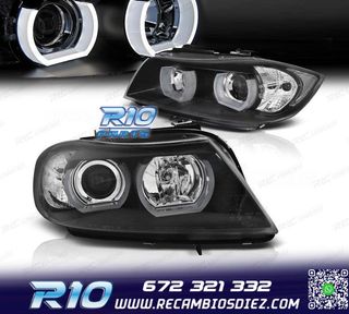 FAROS BMW E90 E91 05-08 OJOS ANGEL 3D FONDO NEGRO