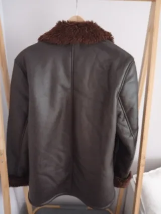 Chaqueta de cuero marrón mujer